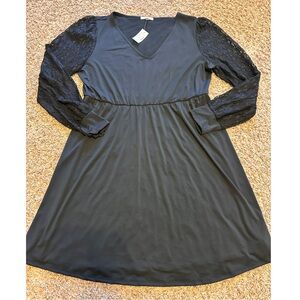 Maurices XXL Elegant Black Dress with Lace Long Sleeves
